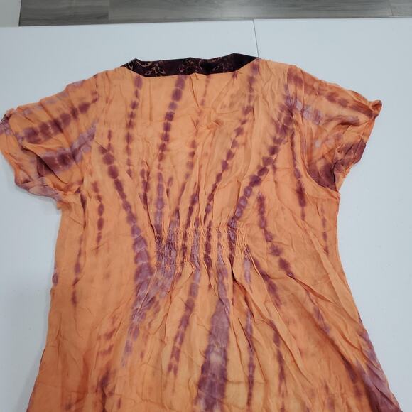 Soft Surroundings Dress Womens XL Orange Purple Tie Dye V Neck Boho A-Line - Picture 10 of 12